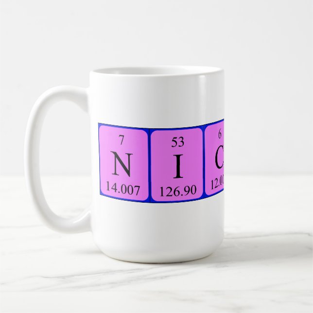 Taza De Café Mug. nombre de tabla periódica de Nicholas (Izquierda)