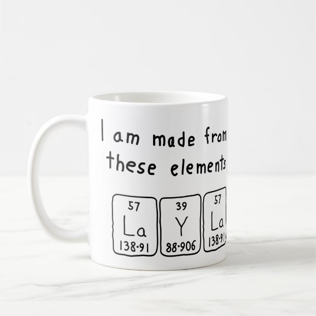 Taza De Café Mug. nombre de tabla periódica Layla (Izquierda)