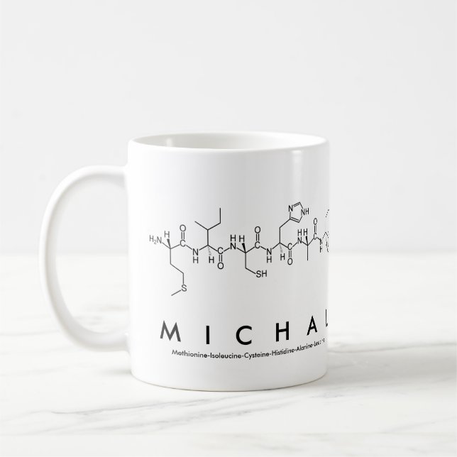 Taza De Café Mug nombre péptido Michal (Izquierda)