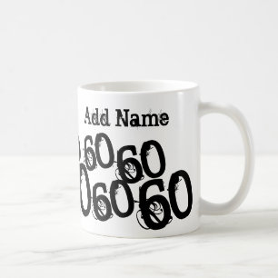 Taza De Café Mug. nombre personalizado de cumpleaños 60 negro 