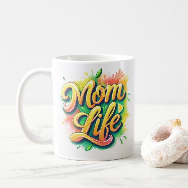 Taza De Café Mug. nombre personalizado de la vida de la madre - (Con donut)