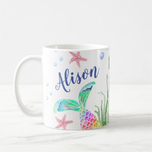 Taza De Café Mug. nombre personalizado de Sirena