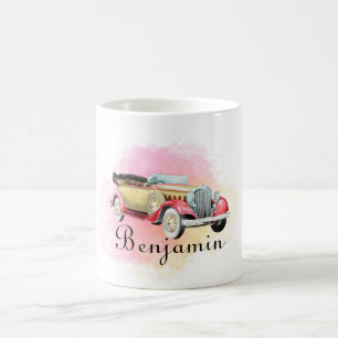 Taza De Café Mug. nombre personalizado del coche retro clásico