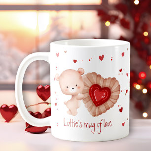 Taza De Café Mug Of Love Cute Teddy Bear Cookie Heart Valentine