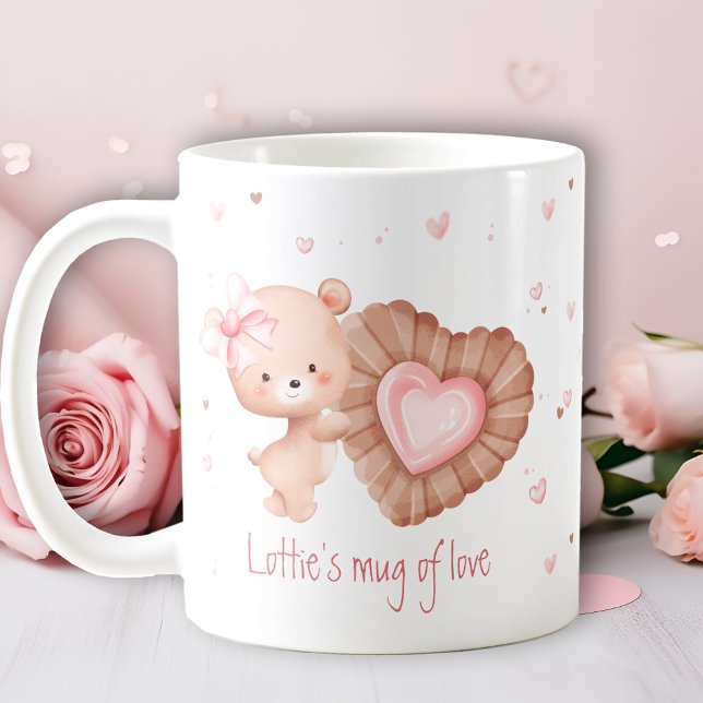 Taza De Café Mug Of Love Cute Teddy Bear Cookie Pink Valentine (Mug Of Love Cute Teddy Bear Cookie Pink Valentine)