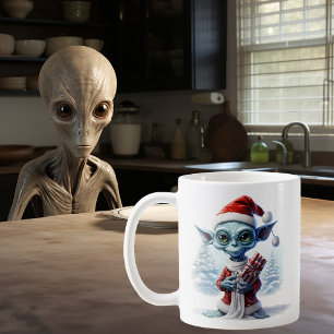Taza De Café Mug OVNI Alien de Navidad 