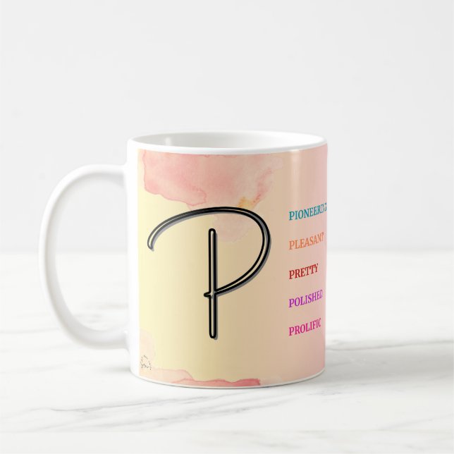 Taza De Café Mug "P" inicial (11 oz) (Izquierda)