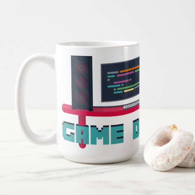 Taza De Café Mug para desarrolladores de juegos - Cartas azules (Con donut)