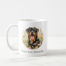 Taza De Café  Mug – Peace Love Rottweiler – Watercolor 