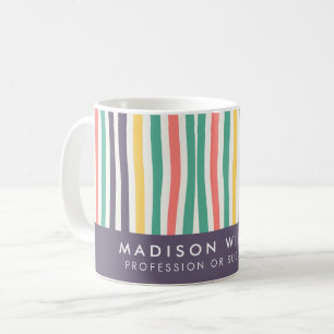 Taza De Café Mug personalizada a rayas coloridas