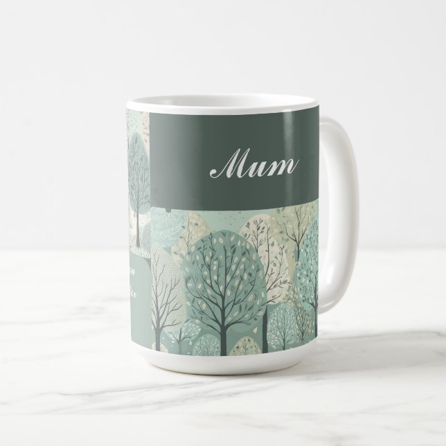 Taza De Café Mug personalizada - Bosque verde Pastel (Anverso derecho)