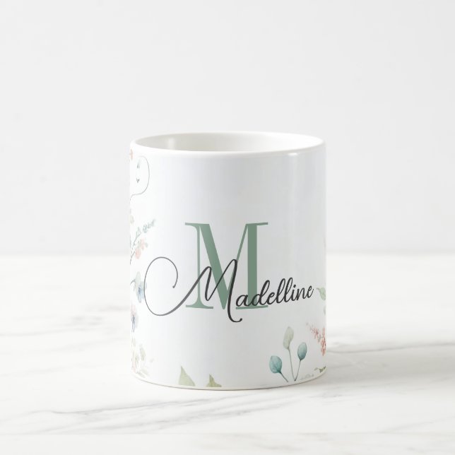 Taza De Café Mug personalizada con flores silvestres y plantas  (Centro)