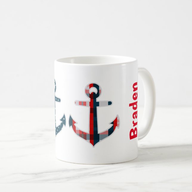 Taza De Café Mug personalizada de ancestros con patrones náutic (Anverso derecho)