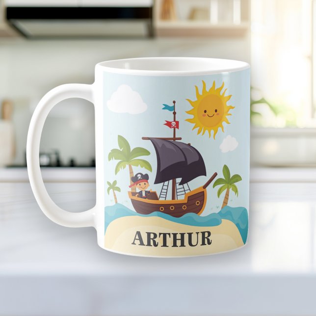 Taza De Café Mug Personalizada de Barco Pirata Infantil (Subido por el creador)