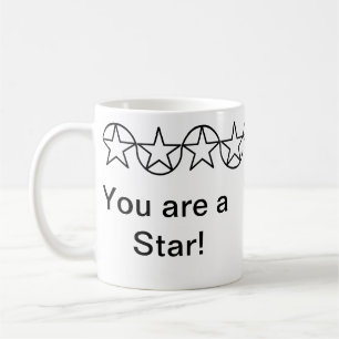 Taza De Café Mug personalizada de estrella blanca y negra moder