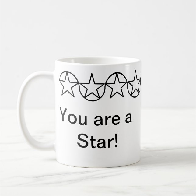 Taza De Café Mug personalizada de estrella blanca y negra moder (Izquierda)