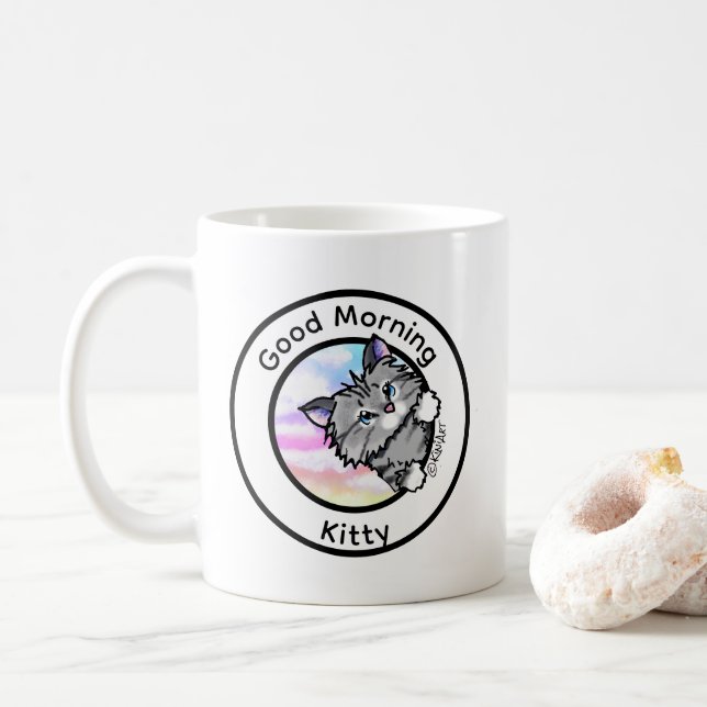 Taza De Café Mug personalizada de KiniArt Kitten (Con donut)