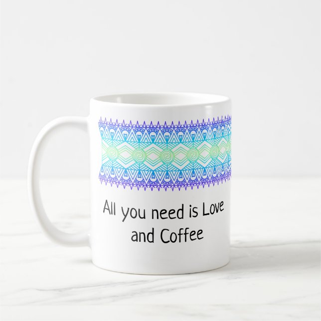 Taza De Café Mug personalizada de morada azul verde en la front (Izquierda)