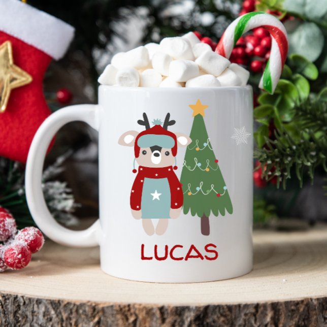 Taza De Café Mug personalizada de Navidades de niños (Cute Christmas mug, personalized kids mug, personalized christmas mug, mug with kids name, hot cocoa)