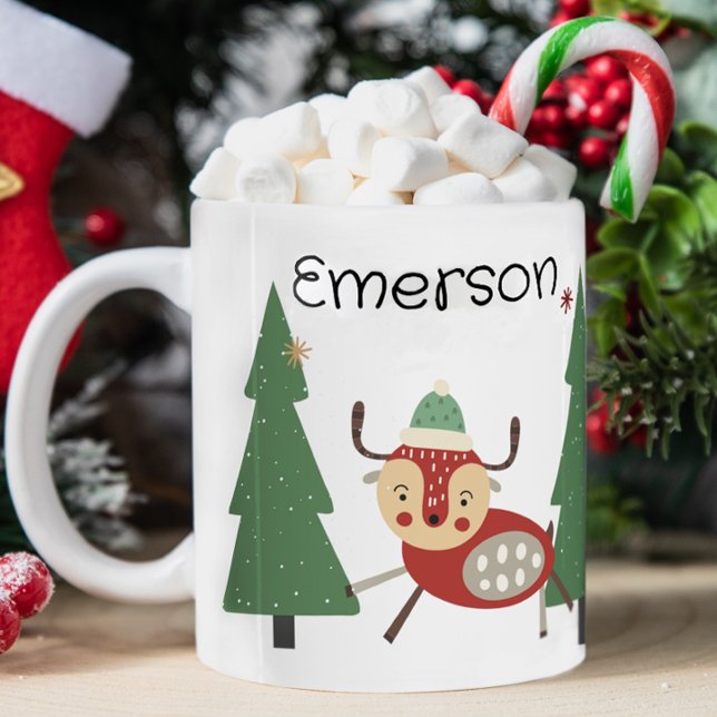 Taza De Café Mug personalizada de Navidades de niños (Cute Christmas mug, personalized kids mug, personalized christmas mug, mug with kids name, hot cocoa)