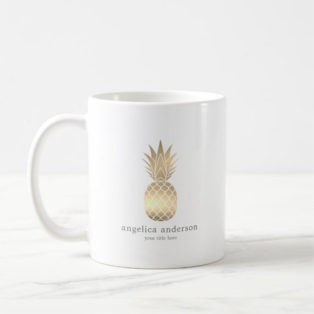 Taza De Café Mug personalizada de piña dorada moderna (Izquierda)