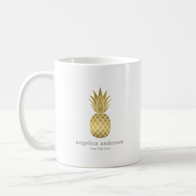 Taza De Café Mug personalizada de piña dorada moderna (Izquierda)