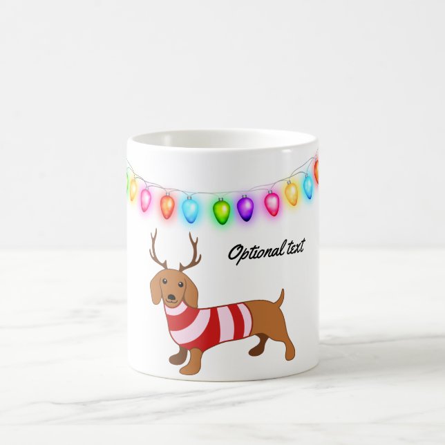 Taza De Café Mug personalizada de reno de Dachshund (Centro)