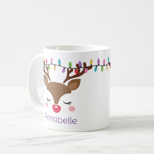 Taza De Café Mug personalizada de renos Chica de Navidades de n (Anverso izquierdo)