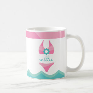 Taza De Café Mug personalizada de traje de baño bikini rosado