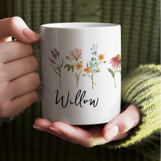 Taza De Café Mug personalizada de Wildflower Field Boho con nom (Subido por el creador)
