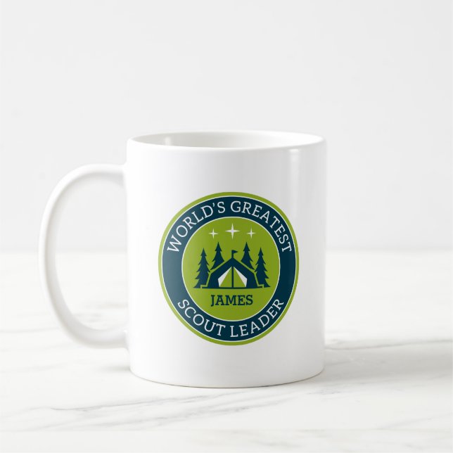 Taza De Café Mug. personalizada del líder de Scout (Izquierda)