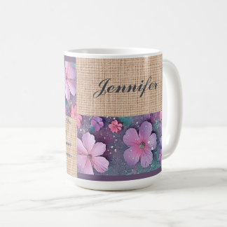 Taza De Café Mug personalizada - Flores Purpurinas coloridas