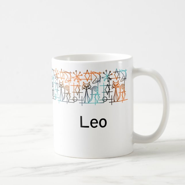 Taza De Café Mug Personalizada para Gatos Modernos De Mediados  (Derecha)