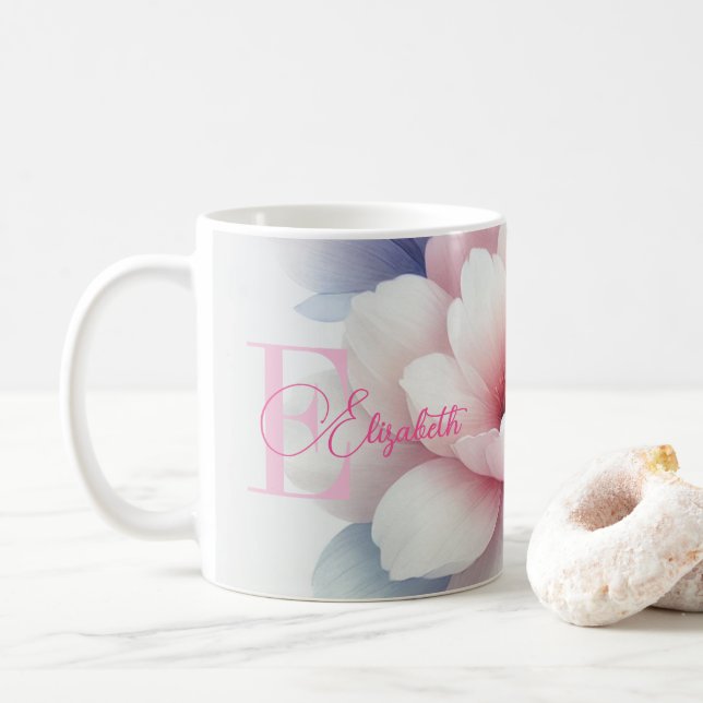 Taza De Café Mug Personalizada Romántica Pastel - Monograma Per (Con donut)