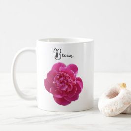 Taza De Café Mug Personalizada Vibrante De Flor De Peón Rosa