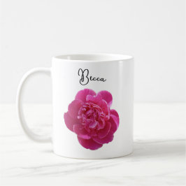 Taza De Café Mug Personalizada Vibrante De Flor De Peón Rosa