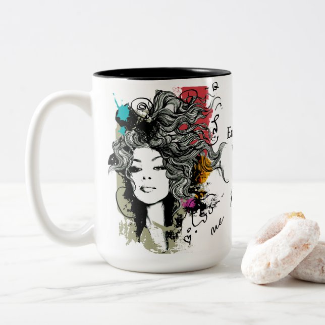 Taza De Café Mug personalizado con fuerte poder de la mujer (Con donut)