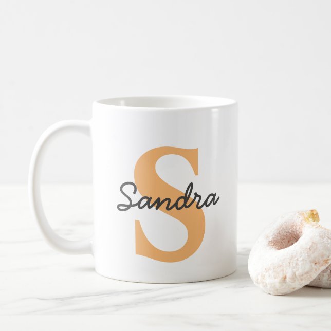 Taza De Café Mug personalizado con nombre e inicio (Con donut)