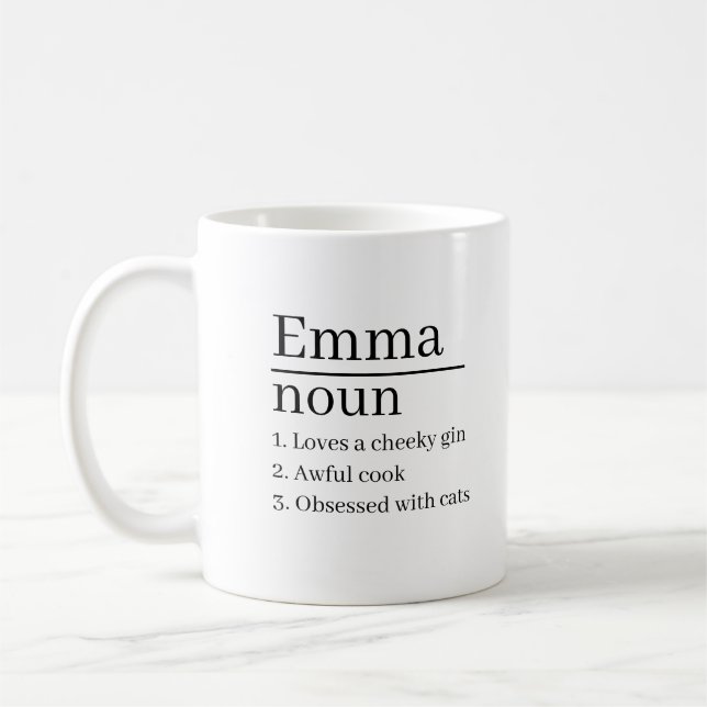 Taza De Café Mug personalizado de definición de nombre personal (Izquierda)