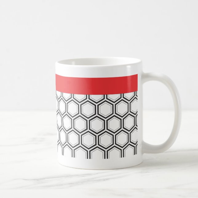 Taza De Café Mug Personalizado De Patrón De Honeycomb Blanco Y  (Derecha)