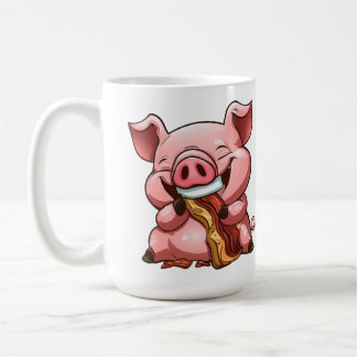 Taza De Café Mug personalizado de un cerdo comiendo bacon