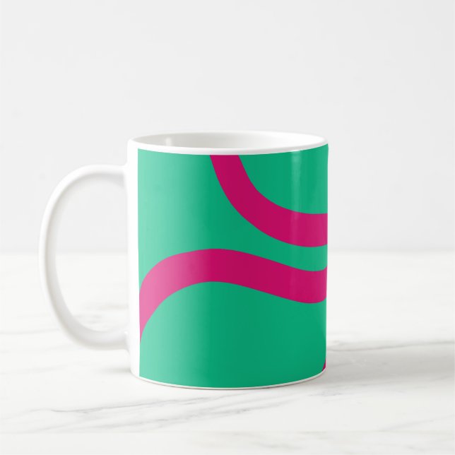 Taza De Café Mug – Pink Lines on Green (Izquierda)