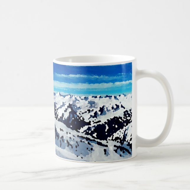 Taza De Café Mug pintura cumbre montaña nieva (Derecha)