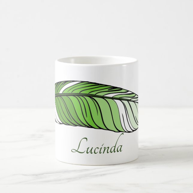 Taza De Café Mug - Pluma y nombre en los verdes (Centro)