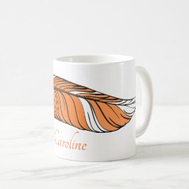 Taza De Café Mug - Pluma y nombre en Naranjas