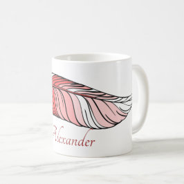 Taza De Café Mug - Pluma y nombre en rojo