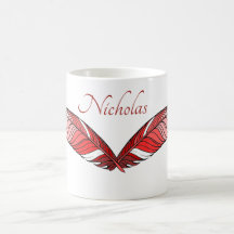 Mug - Plumas rojas y nombre