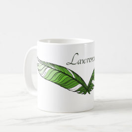 Taza De Café Mug - Plumas verdes y nombre