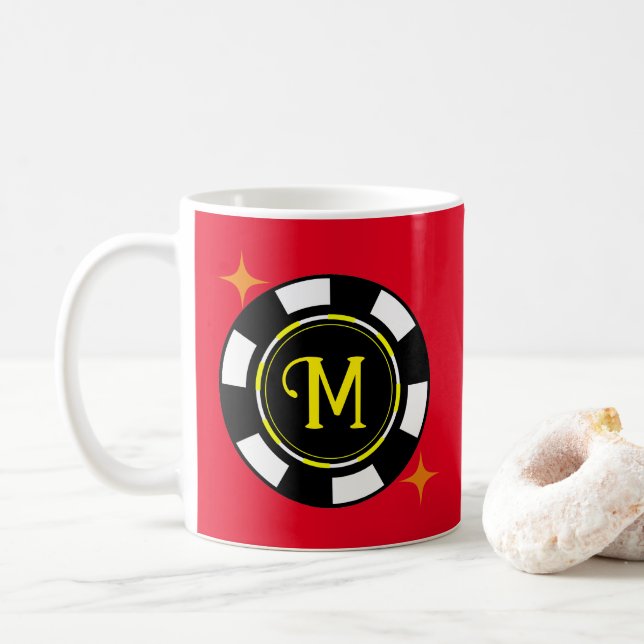 Taza De Café Mug - Poker Personalizado (añadir inicial) (Con donut)