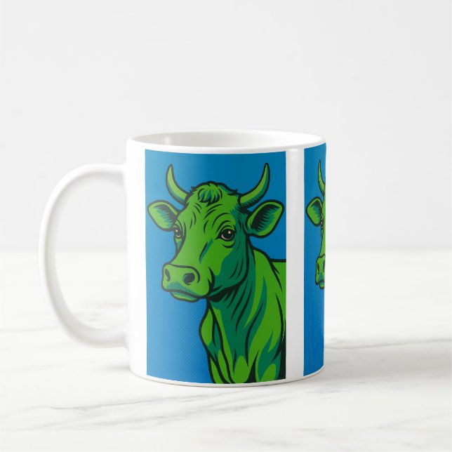 Taza De Café Mug pop art vache verte (Izquierda)